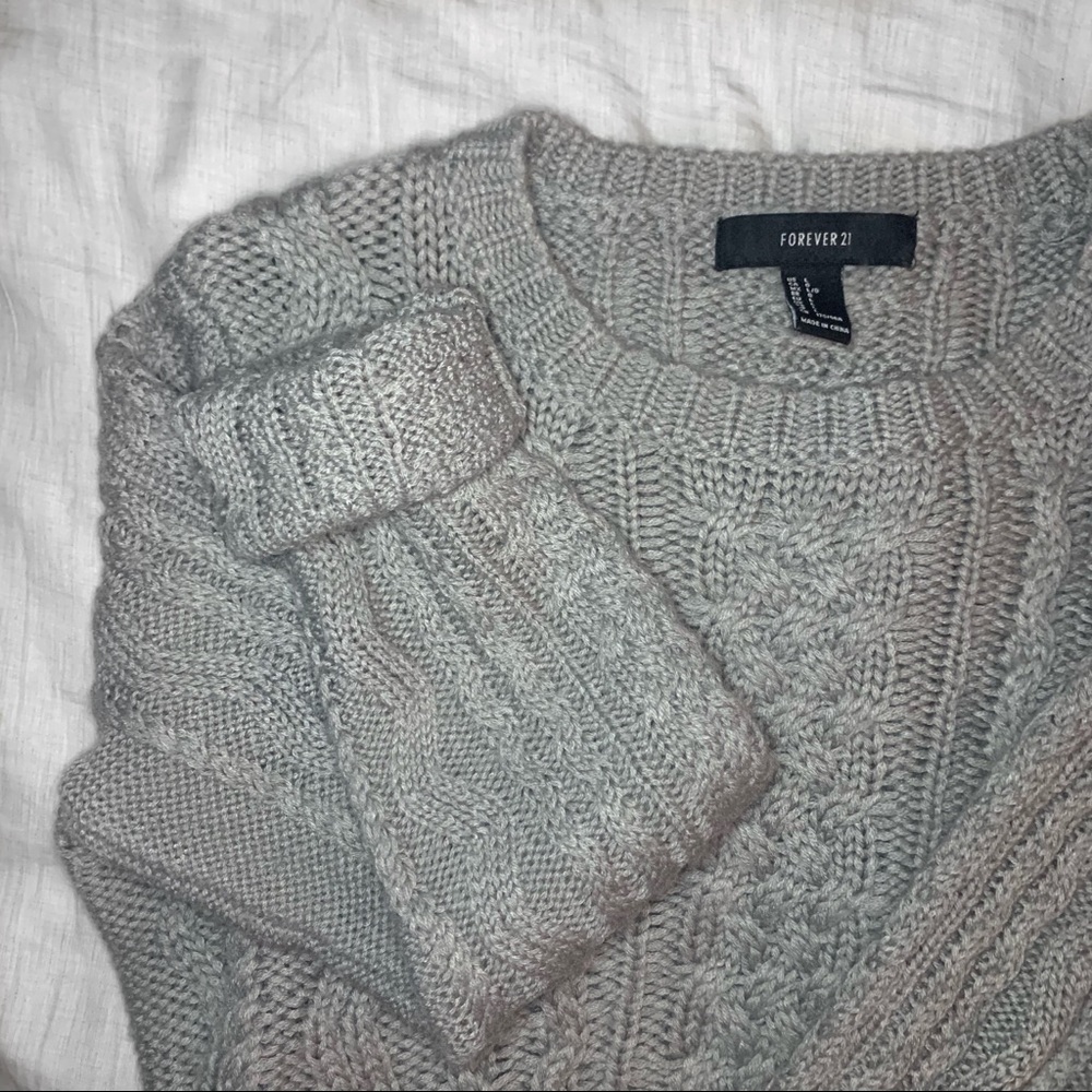 Grey Cable Knit Sweater